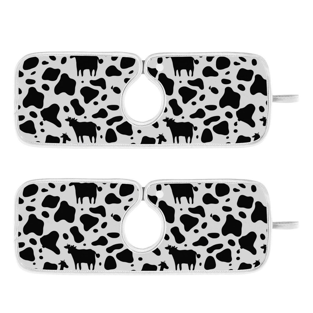 Kitchen Faucet Absorbent Mat,Cow Print Water Splash Guard for Sink, Faucet Drip Catcher Thicken Sponge Microfiber Faucet Water Catcher Mat Sink Absorbent Mat for Kitchen 14x5in 2 Pack