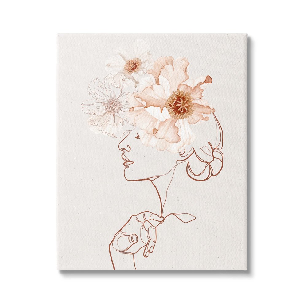 Stupell Industries Delicate Pink Flower Blossoms Woman Line Drawing, Design by Ros Ruseva