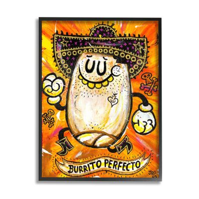 Stupell Industries Lively Pop Style Burrito Contemporary Sombrero Hat, Design by Jorge R. Gutierrez,Orange