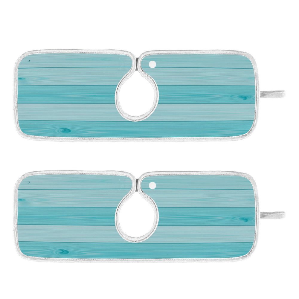 Kitchen Faucet Absorbent Mat,Teal Turquoise Green Wood Water Splash Guard for Sink, Faucet Drip Catcher Thicken Sponge Microfiber Faucet Water Catcher Mat Sink Absorbent Mat for Kitchen 14x5in 2 Pack
