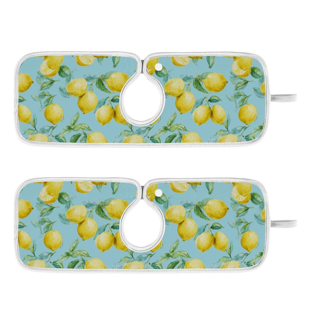 Kitchen Faucet Absorbent Mat,Lemon Fruit Summer Water Splash Guard for Sink, Faucet Drip Catcher Thicken Sponge Microfiber Faucet Water Catcher Mat Sink Absorbent Mat for Kitchen 14x5in 2 Pack