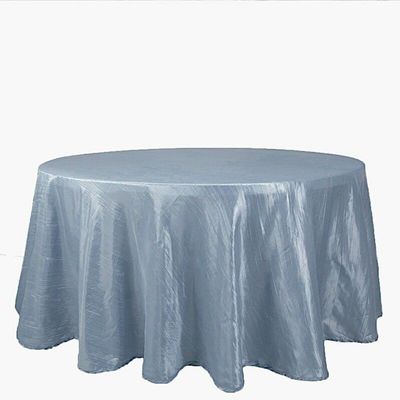 1 Pcs Dusty Blue 120" Accordion Crinkle Taffeta Round Tablecloth Wedding Party