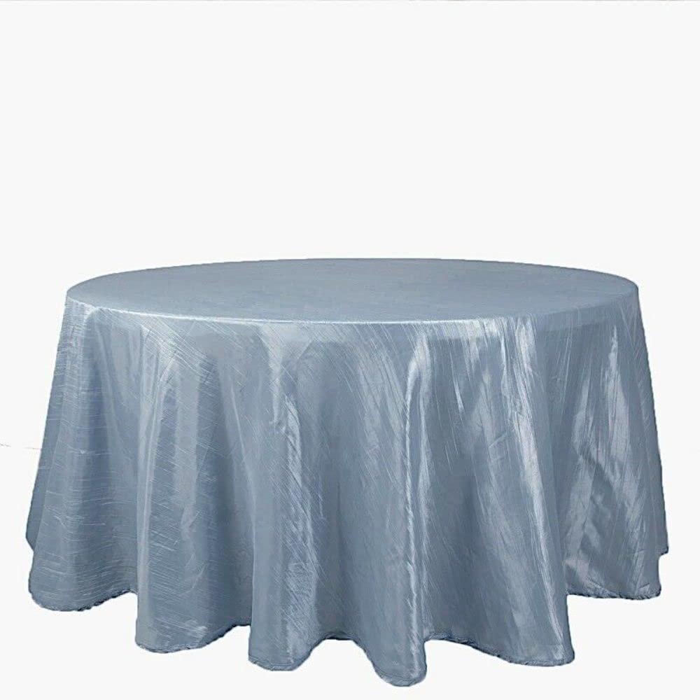 1 Pcs Dusty Blue 120" Accordion Crinkle Taffeta Round Tablecloth Wedding Party