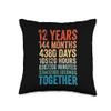 12 Year Anniversary Him Her Couple 12th Wedding Throw Pillow view 1