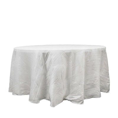 1 Pcs White 120" Accordion Crinkle Taffeta Round Tablecloth Wedding Party Decorations