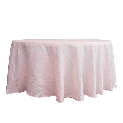 1 Pcs Blush 120" Accordion Crinkle Taffeta Round Tablecloth Wedding Party Decorations