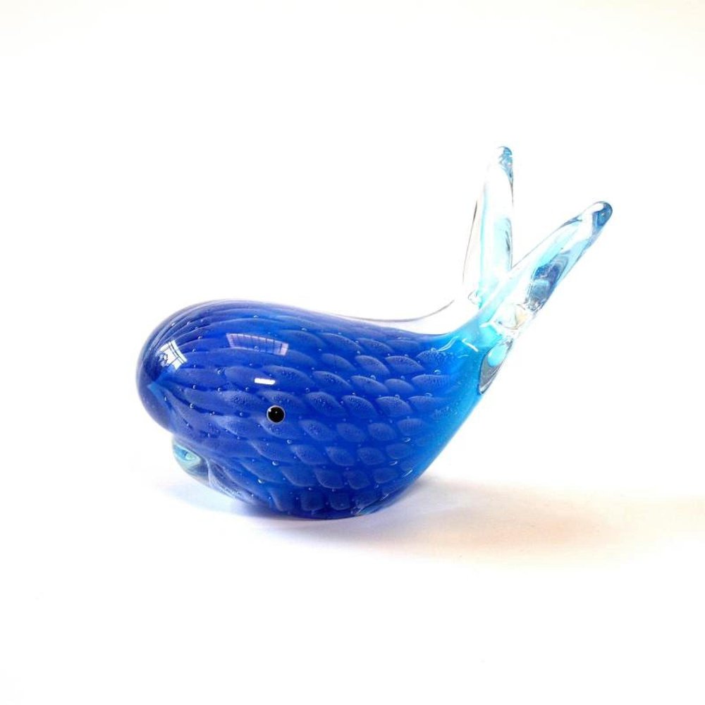 DECRZPB Coloured Glaze Art Blue Dolphin Glass Figurine Handmade Blown Glass Paperweights Gift for Birthday Home Decor Table Ornament