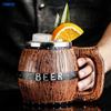 4 Vintage Viking Beer Mug, 18 oz Large Wooden Beer MugOak Beer TankardWood Carving Beer Mug of Wood Eco FriendlyBeer Cup for Men and Women, Beer Cup Gift (4 Mugs) view 3