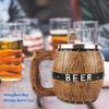 4 Vintage Viking Beer Mug, 18 oz Large Wooden Beer MugOak Beer TankardWood Carving Beer Mug of Wood Eco FriendlyBeer Cup for Men and Women, Beer Cup Gift (4 Mugs) view 4
