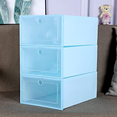 3pc Set Can Be Superimposed Combination Shoe Cabinet Transparent Shoe Box Clear Storage Shoe Boxes Thickened Dustproof Shoes Organizer (Color : Style 2, Size : Large)