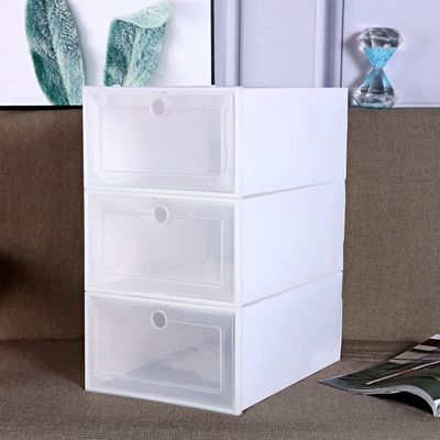 3pc Set Can Be Superimposed Combination Shoe Cabinet Transparent Shoe Box Clear Storage Shoe Boxes Thickened Dustproof Shoes Organizer (Color : Style 4, Size : Large)