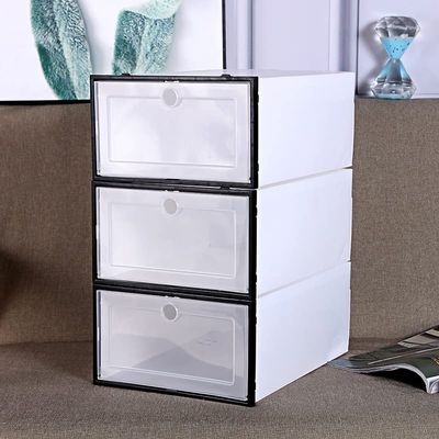 3pc Set Can Be Superimposed Combination Shoe Cabinet Transparent Shoe Box Clear Storage Shoe Boxes Thickened Dustproof Shoes Organizer (Color : Style 3, Size : Medium)