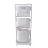 Laundry Basket 3 Tier Bamboo Storage Shelf with Wheels Removable Storage Basket Washing Clothes Sorting Storage Basket Organizing Shelf with Handle Freestanding Clothes Hamper Organizer view 1