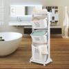 Laundry Basket 3 Tier Bamboo Storage Shelf with Wheels Removable Storage Basket Washing Clothes Sorting Storage Basket Organizing Shelf with Handle Freestanding Clothes Hamper Organizer view 2