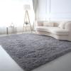 CAIYUECS Grey Area Rug for Living Room: Indoor Ultra Soft Shag Plush Rugs for Bedroom - Non-Skid Modern Nursery Faux Fur Rugs for Kids Room Home Decor (6x9 Feet, Grey) view 1