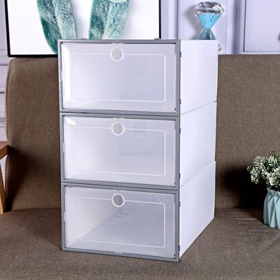 3pc Set Can Be Superimposed Combination Shoe Cabinet Transparent Shoe Box Clear Storage Shoe Boxes Thickened Dustproof Shoes Organizer (Color : Style 6, Size : Medium)