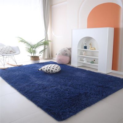 CAIYUECS Shag Area Rug,Indoor Ultra Soft Fluffy Plush Rugs for Bedroom Living Room, Non-Skid Modern Nursery Faux Fur Rugs for Kids Room Home Decor (6x9 Feet, Navy Blue)