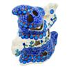Polmedia Polish Pottery Ghost Candle Holder UNIKAT - Blue Tulip Garden Pattern Handmade in Boleslawiec Poland + Certificate of Authenticity view 1