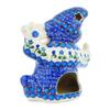 Polmedia Polish Pottery Ghost Candle Holder UNIKAT - Blue Tulip Garden Pattern Handmade in Boleslawiec Poland + Certificate of Authenticity view 3