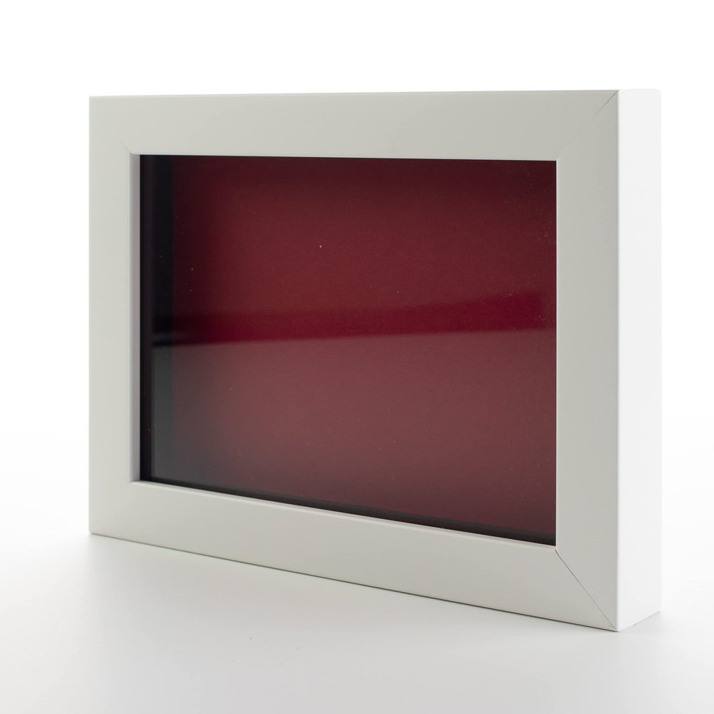 10x20 Shadow Box White Solid Pine Wood Display Frame with Red Acid-Free Backing UV Acrylic & Hanging Hardware with 0.75" Usable Depth and 0.75" Frame Moulding Width