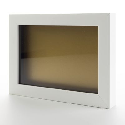 11x14 Shadow Box White Solid Pine Wood Display Frame with Gold Acid-Free Backing UV Acrylic & Hanging Hardware with 0.75" Usable Depth and 0.75" Frame Moulding Width