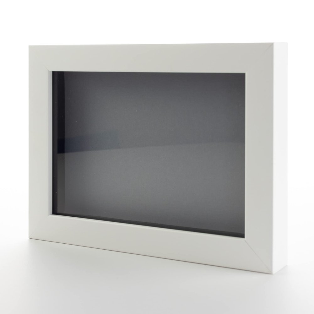 10x20 Shadow Box White Solid Pine Wood Display Frame with Grey Acid-Free Backing UV Acrylic & Hanging Hardware with 0.75" Usable Depth and 0.75" Frame Moulding Width