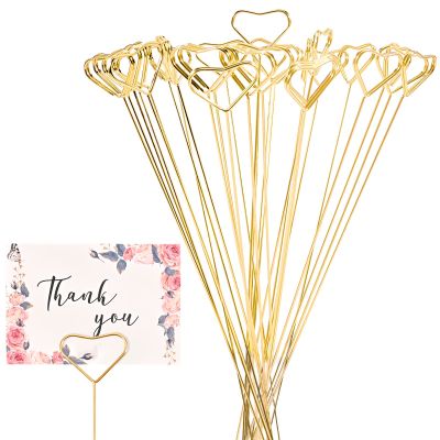 FUSHENMU 30pcs Metal Floral Place Card Holder,Heart Shape Photo Memo Table Number Holder Flower Pick Clips for Floral Arrangemen Wedding Birthday Office