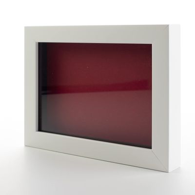 11x14 Shadow Box White Solid Pine Wood Display Frame with Red Acid-Free Backing UV Acrylic & Hanging Hardware with 0.75" Usable Depth and 0.75" Frame Moulding Width