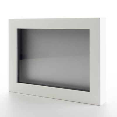10x20 Shadow Box White Solid Pine Wood Display Frame with Silver Acid-Free Backing UV Acrylic & Hanging Hardware with 0.75" Usable Depth and 0.75" Frame Moulding Width