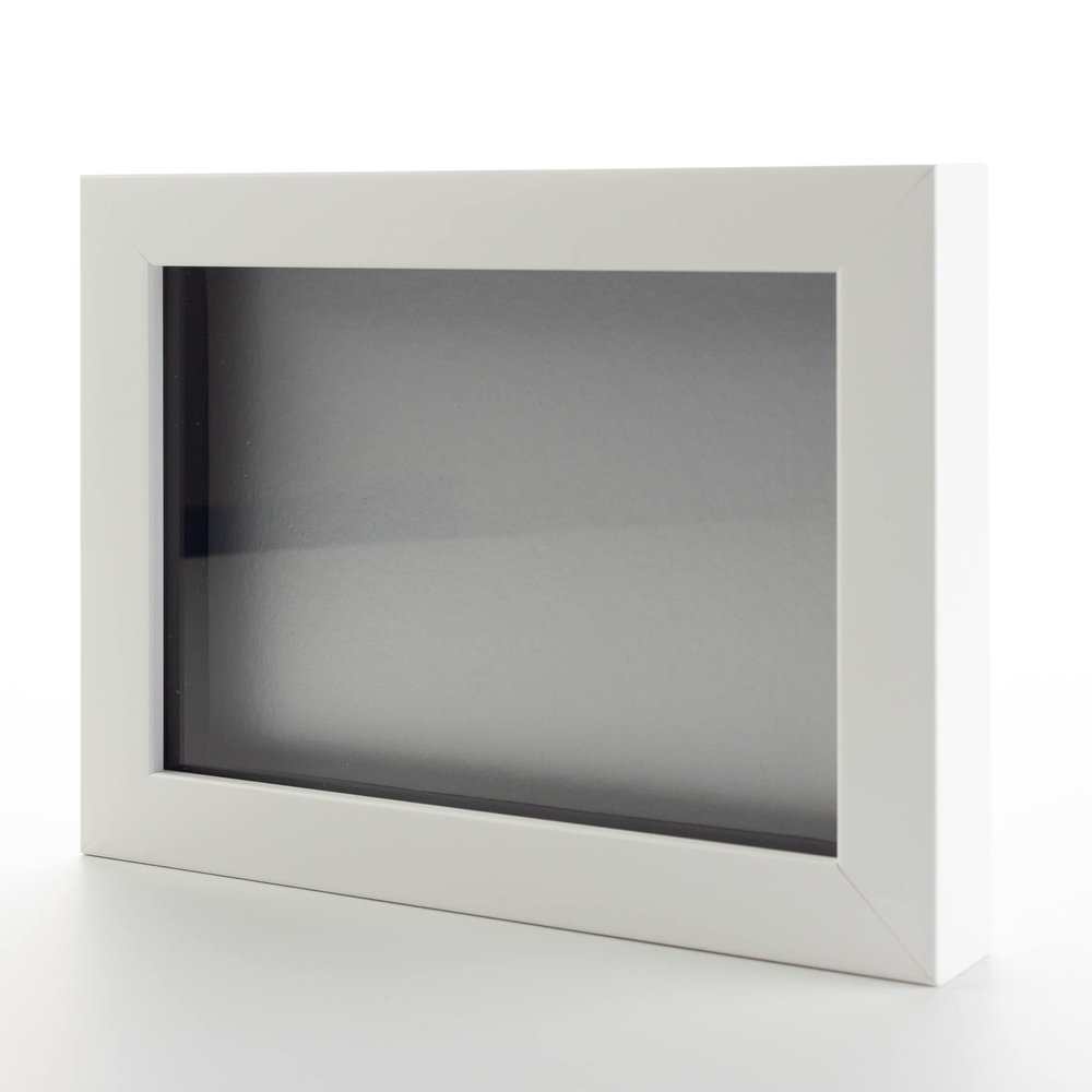 10x20 Shadow Box White Solid Pine Wood Display Frame with Silver Acid-Free Backing UV Acrylic & Hanging Hardware with 0.75" Usable Depth and 0.75" Frame Moulding Width