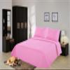 2/3 Piece Set Reversible Hotel Quilt Bedspread Lightweight Stitch Pattern Solid Color Quilt and Pillow Sham (Queen, Light Pink) view 1