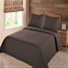 2/3 Piece Set Reversible Hotel Quilt Bedspread Lightweight Stitch Pattern Solid Color Quilt and Pillow Sham (King, Brown Chocolate) view 1