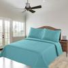 2/3 Piece Set Reversible Hotel Quilt Bedspread Lightweight Stitch Pattern Solid Color Quilt and Pillow Sham (King, Turquoise Green) Nena view 1