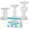 BIRDROCK HOME 3pc Pillar Candleholders - Whitewash - Farmhouse Decor - Wooden Candle Holders - Table Centerpiece - Stand view 1