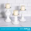 BIRDROCK HOME 3pc Pillar Candleholders - Whitewash - Farmhouse Decor - Wooden Candle Holders - Table Centerpiece - Stand view 4