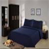 2/3 Piece Set Reversible Hotel Quilt Bedspread Lightweight Stitch Pattern Solid Color Quilt and Pillow Sham (King, Navy Sapphire) view 1