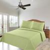 2/3 Piece Set Reversible Hotel Quilt Bedspread Lightweight Stitch Pattern Solid Color Quilt and Pillow Sham (King, Sage Green) Nena view 1