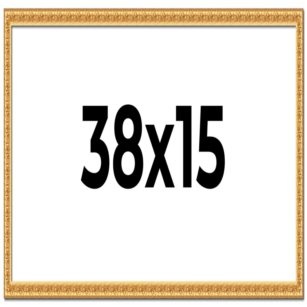 38x15 Frame Gold Real Wood Picture Frame Width 1 Inches | Interior Frame Depth 0.5 Inches | Edwina Traditional Photo Frame Complete with UV Acrylic, Foam Board Backing & Hanging Hardware