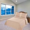 2/3 Piece Set Reversible Hotel Quilt Bedspread Lightweight Stitch Pattern Solid Color Quilt and Pillow Sham (Twin, Taupe Sand) Nena view 1