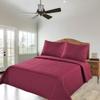2/3 Piece Set Reversible Hotel Quilt Bedspread Lightweight Stitch Pattern Solid Color Quilt and Pillow Sham (King, Burgundy Dark Red) Nena view 1