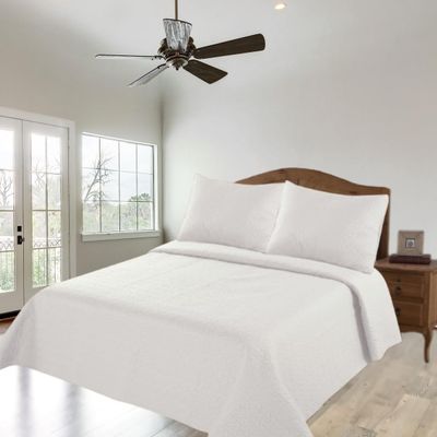 2/3 Piece Set Reversible Hotel Quilt Bedspread Lightweight Stitch Pattern Solid Color Quilt and Pillow Sham (King, Ivory Beige) Nena