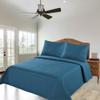 2/3 Piece Set Reversible Hotel Quilt Bedspread Lightweight Stitch Pattern Solid Color Quilt and Pillow Sham (King, Teal Green) Nena view 1