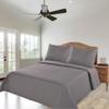 2/3 Piece Set Reversible Hotel Quilt Bedspread Lightweight Stitch Pattern Solid Color Quilt and Pillow Sham (King, Gray Charcoal) Nena view 1