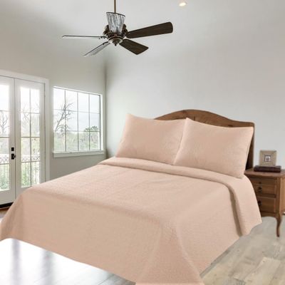 2/3 Piece Set Reversible Hotel Quilt Bedspread Lightweight Stitch Pattern Solid Color Quilt and Pillow Sham (King, Taupe Sand) Nena