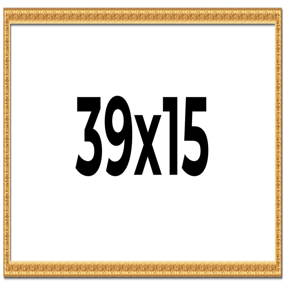 39x15 Frame Gold Real Wood Picture Frame Width 1 Inches | Interior Frame Depth 0.5 Inches | Edwina Mid-Century Photo Frame Complete with UV Acrylic, Foam Board Backing & Hanging Hardware