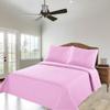 2/3 Piece Set Reversible Hotel Quilt Bedspread Lightweight Stitch Pattern Solid Color Quilt and Pillow Sham (King, Light Pink) Nena view 1