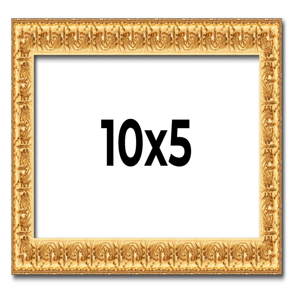 10x5 IN Frame Gold Real Wood Picture Frame Width 1 Inches | Interior Frame Depth 0.5 Inches | Edwina Minimalist Photo Frame Complete with UV Acrylic, Foam Board Backing & Hanging Hardware