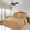 2/3 Piece Set Reversible Hotel Quilt Bedspread Lightweight Stitch Pattern Solid Color Quilt and Pillow Sham (King, Gold) Nena view 1