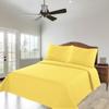 2/3 Piece Set Reversible Hotel Quilt Bedspread Lightweight Stitch Pattern Solid Color Quilt and Pillow Sham (King, Yellow Canary) Nena view 1