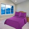 2/3 Piece Set Reversible Hotel Quilt Bedspread Lightweight Stitch Pattern Solid Color Quilt and Pillow Sham (Twin, Purple) Nena view 1